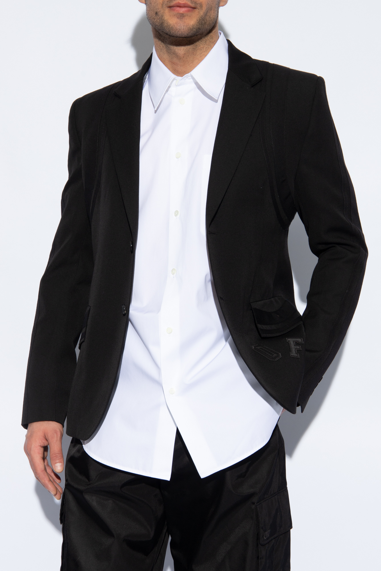 【送料&関税込】Off-White Wool Blazer Signature Cut DB Jacket Cream White Wool & Silk